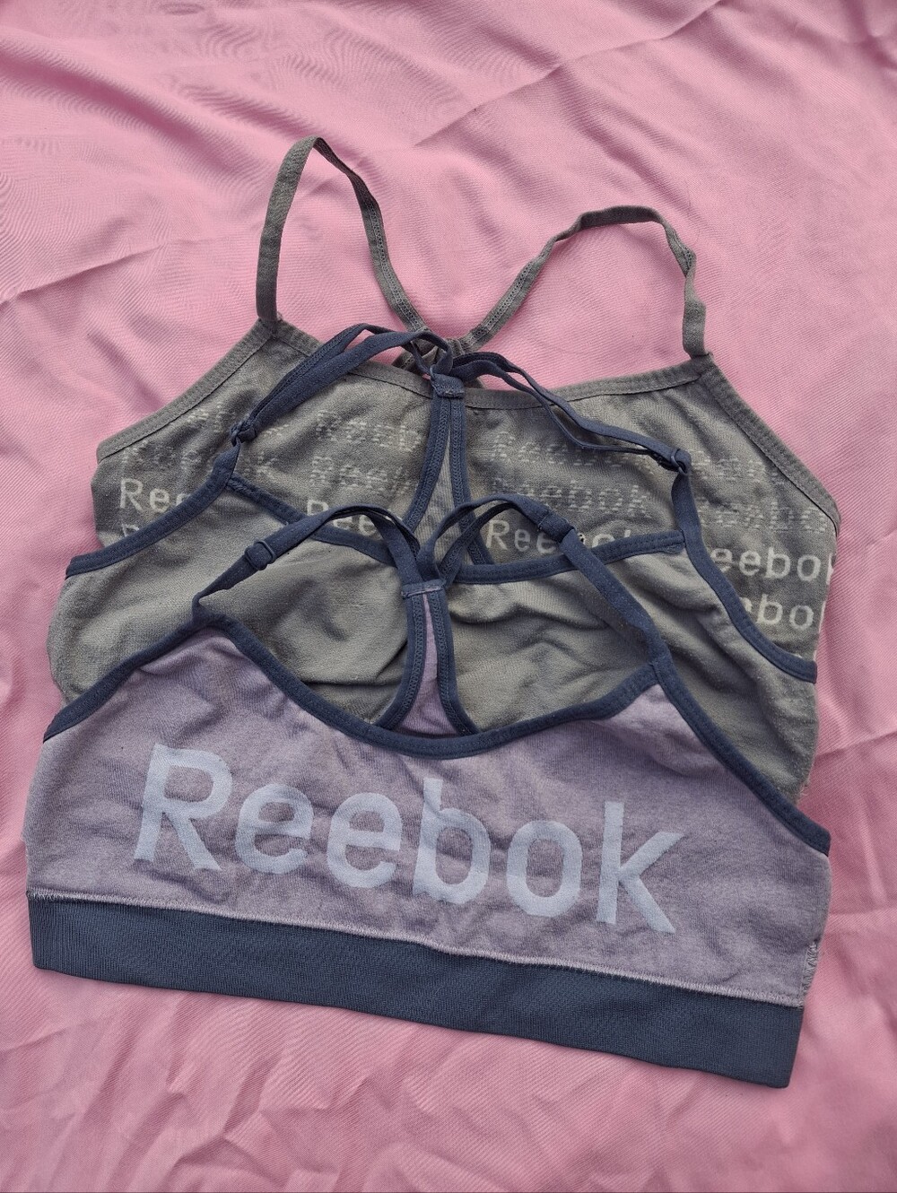 Reebok Lavender and Gray Strappy Sports Bralette Duo